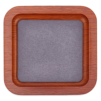 Square Wood Jewelry Plate, Storage Tray for Rings, Necklaces, Earring, with Velvet, Gray, 105x105x16mm