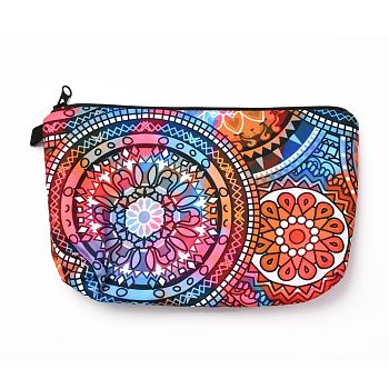 Polyester Tarp Zip Cosmetic Pouches, Rectangle with Flower Pattern, Colorful, 14.4x21.7x2.1cm