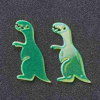 Transparent Acrylic Pendants, Dinosaur, Green, 27.5x20x2.5mm, Hole: 1.2mm