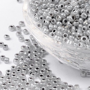 Glass Seed Beads, Ceylon, Round, Dark Gray, 3mm, Hole: 1mm, about 10000pcs/pound