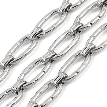 Non-Tarnish 304 Stainless Steel Link Chains, Unwelded, Stainless Steel Color, 24x12x3mm