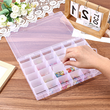 36 Grids Transparent Plastic Adjustable Dividers Boxes with Hinged Lid(CON-PA0001-08)-3
