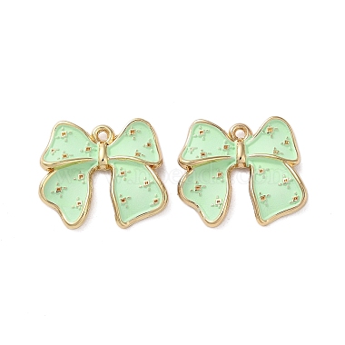 Golden Aquamarine Bowknot Alloy Pendants