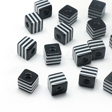 10mm Black Cube Resin Beads