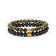 2Pcs 2 Style Natural Serpentine/Green Lace & Lava Rock Round Beaded Stretch Bracelets Set with Column Synthetic Hematite(BJEW-JB07575)-1