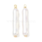 Brass & Glass Pendants, Column Charm, Cadmium Free & Lead Free, Rack Plating, Long-Lasting Plated, Real 18K Gold Plated, 32x6.5mm, Hole: 1.7mm(KK-D289-25G)