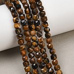 Natural Tiger Eye Beads Strands, Faceted, Cube, 4.5~5x4.5~5x4.5~5mm, Hole: 0.8mm, about 80pcs/strand, 15.35''(39cm)(G-B107-B02-02)