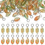 50Pcs Glass Pendants, Oval Charms, with 304 Stainless Steel Jump Rings, Stainless Steel Color, 17mm, Jump Rings: 5x0.8mm, Inner Diameter: 3.5mm(PALLOY-YW00217)
