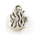 Alloy Fish Charms, Tibetan Style, Lead Free & Nickel Free, Antique Silver, 15x11x3.5mm, Hole: 2mm, about 800pcs/1000g(TIBEP-R336-057AS-FF)
