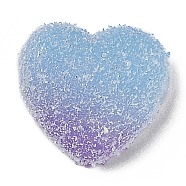 Resin Decoden Cabochons, Imitation Candy, Two Tone, Gradient Color, Heart, Azure, 15.5x17x6mm(CRES-Y001-01A-03)