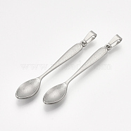 304 Stainless Steel Big Pendants, Spoon Shape, Stainless Steel Color, 52.5x9.5x4mm, Hole: 7.5x4mm(X-STAS-T045-28P)