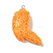 Imitaiton Food Resin Pendants, with Platinum Plated Iron Loops, Chicken Wing, 43x36x10mm, Hole: 2mm(FIND-B035-04B)