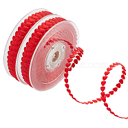 Polyester Heart Ribbon,Garment Accessories, Red, 1/4 inch(8mm), about 21.87 Yards(20m)/Roll(OCOR-WH0079-04A)