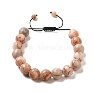 12.5mm Round Natural Netstone Braided Bead Bracelets for Women Men, Inner Diameter: 2~3-1/8 inch(4.95~8.05cm)(BJEW-C060-01C)