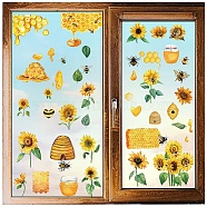 8 Sheets 8 Styles Bees Theme PVC Waterproof Wall Stickers, Self-Adhesive Decals, for Window or Stairway Home Decoration, Rectangle, Flower, 200x145mm, about 1 sheets/style(DIY-WH0345-094)