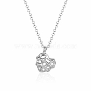 Hollow Heart Pendant Necklaces, Stainless Steel Cable Chain Necklaves for Women(JP6478-2)