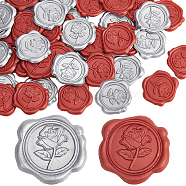 50Pcs 2 Styles Adhesive Wax Seal Stickers, For Envelope Seal, Flower, 30.8x30.8x2.2mm, 25pcs/style(DIY-CP0009-10B)