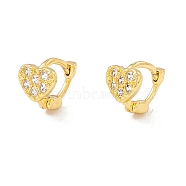 Clear Cubic Zirconia Heart Hinged Hoop Earrings, Rack Plating Brass Jewelry for Women, Cadmium Free & Lead Free, Real 18K Gold Plated, 7x6x8.5mm, Pin: 0.8mm(EJEW-I266-07G)