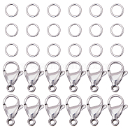 304 Stainless Steel Lobster Claw Clasps, with Open Jump Rings, Stainless Steel Color, 6.8x5.2x1.1cm(STAS-PH0019-53P)