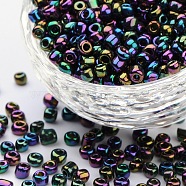 6/0 Glass Seed Beads, Iris Round, Purple, about 4mm in diameter, hole: 1mm, about 4500pcs/pound(SDB4mm603)