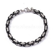 Vacuum Plating 304 Stainless Steel Byzantine Chain Bracelets, with Lobster Claw Clasps, Electrophoresis Black & Stainless Steel Color, 8-1/4~8-3/8 inch(20.5~21.3cm), 5mm(BJEW-I295-02B-EBP)