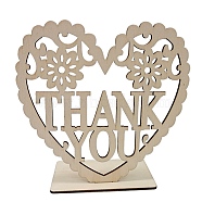 Density Board Display Decorations, Ornament Gift, Heart with Word THANK YOU, BurlyWood, 15x15x0.25cm, Setting: 9.7x5x0.25cm(DJEW-WH0012-09)