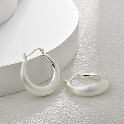 Brass Ring Hoop Earrings, Silver, 31x7mm(EJEW-Q391-10S)