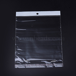 Pearl Film Cellophane Bags, OPP Material, Self-Adhesive Sealing, with Hang Hole, Rectangle, Clear, 21x14cm, Unilateral Thickness: 0.023mm, Inner Measure: 16x14cm, dop: 14x2cm(OPC-S018-21x14cm)