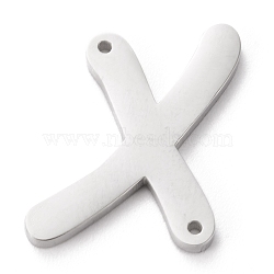Non-Tarnish 304 Stainless Steel Links Connectors, Initial Letter, Letter.X, X: 20x13.5x1.5mm, Hole: 0.9mm(X-STAS-J027-01X)