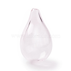 Handmade Blown Glass Bottles, for Glass Vial Pendants Making, Teardrop, Lavender Blush, 30~32x18.5~19mm, Hole: 2~3.5mm(GLAA-B005-03D)