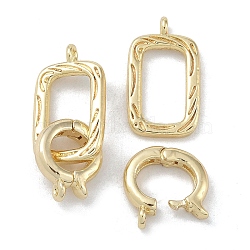 Brass Fold Over Clasps, Rectangle, Real 18K Gold Plated, 24mm, Hole: 1.2mm(KK-G497-29G)