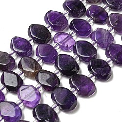 Natural Amethyst Beads Strands, with Seed Beads, Faceted Rectangle, 12~14.5x16~18x5~7mm, Hole: 1.2mm, about 23pcs/strand, 14.84 inch(37.7cm)(G-G072-A04-02)