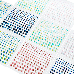 AHADERMAKER 10 Sheets 5 Colors Self Adhesive Acrylic Faux Pearl stickers, Rhinestones Crystal Gem Stickers, for Craft Decoration, Half Round, Mixed Color, 95x88x2mm, Sticker: 3~6mm, 2 sheets/colors(DIY-GA0004-51)