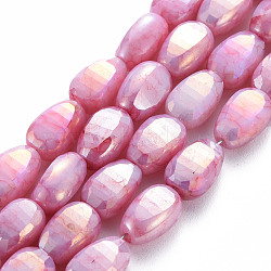 Opaque Baking Painted Crackle Glass Beads Strands, Faceted, AB Color Plated, Melon Seeds, Indian Red, 9x6x4.5mm, Hole: 1.2mm, about 50pcs/strand, 17.32 inches(44cm)(EGLA-S174-21H)