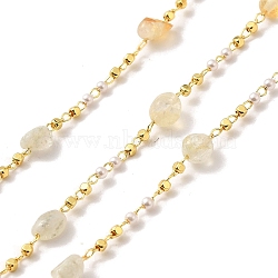 Handmade Brass Link Chain, with Glass Beads and ABS Beads and Natural Gemstone Beads, Soldered, with Spool, 4~7x4~5x3~5mm, about 16.40 Feet(5m)/Roll(CHC-E028-10G-01)