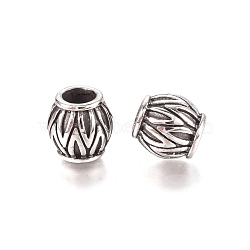 304 Stainless Steel European Beads, Large Hole Beads, Barrel, Antique Silver, 10.5x10.5mm, Hole: 5mm(STAS-M274-058AS)