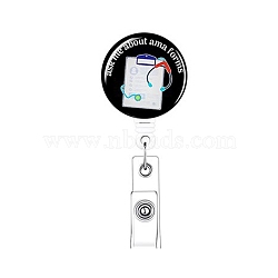 Badge Reel for Nurse Doctor, Retractable Alligator Clip, Work Name Tag ID Card Badge Scroll Holders, Black, 86x30mm(FIND-SX0001-219)