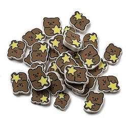 Handmade Polymer Clay Beads, No Hole, Bear, Coffee, 9x7x2mm, about 2941pcs/500g(CLAY-P003-14B)