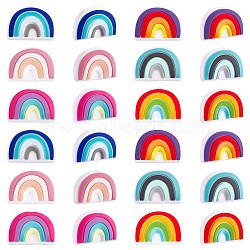 18Pcs 6 Colors Rainbow Silicone Focal Beads Bulk Rainbow Loose Spacer Beads Charm Color Silicone Beads Kit for DIY Necklace Bracelet Earrings Keychain Craft Jewelry Making, Mixed Color, 17.5x25x9mm, Hole: 2mm(JX322A)