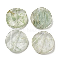 Green Watermelon Stone Glass Beads, Nuggets, 30x30x8.5~10mm, Hole: 1.2mm(G-B070-18C)