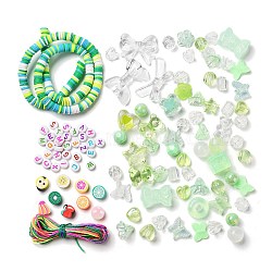 DIY Candy Color Beaded Pendant Decoration Making Kits, Light Green, 6x1.2mm(DIY-P081-B07)