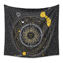 Polyester Bohemian Mmon Sun Wall Hanging Tapestry, for Bedroom Living Room Decoration, Rectangle, Black, 1300x1500mm(PW23040400354)