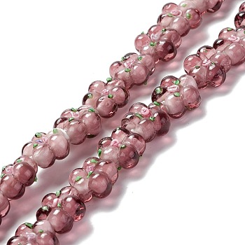 Handmade Lampwork Beads Strands, Bumpy, Flower, Rosy Brown, 13.5~14x14.5~15x7~8mm, Hole: 1.4mm, about 28pcs/strand, 14.57 inch(37cm)