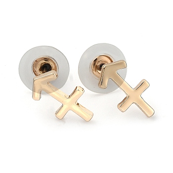 12 Constellation/Zodiac Sign Alloy Stud Earrings, with Ear Nuts, Golden, Sagittarius, 12x13x1.5mm, Pin: 0.6mm