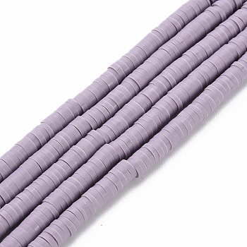 Handmade Polymer Clay Bead Strands, Heishi Beads, Disc/Flat Round, Plum, 4x0.5~1mm, Hole: 1.5mm, about 320~447pcs/strand, 15.74~16.92 inch