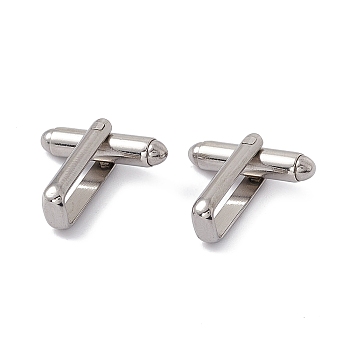 Man's 201 Stainless Steel Cufflinks Findings, Bullet, Stainless Steel Color, 17x18x7mm, Hole: 4.5x12mm