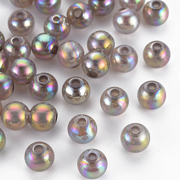 Imitation Jelly Acrylic Beads, AB Color Plated, Round, Gray, 8mm, Hole: 1.8mm, about 1745pcs/500g