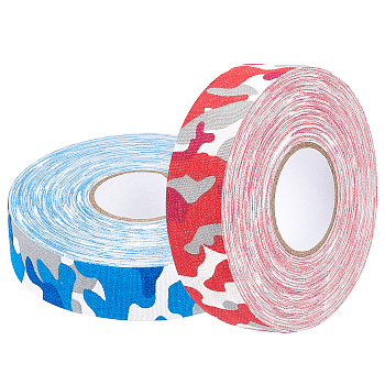 2 Rolls 2 Colors Bockey Masking Tape, Adhesive Tape Textured Polyester, for Bockey Packaging, Mixed Color, 91~100.5x24.5~25mm,  about 27.34Yards(25m)/roll, 1roll/color