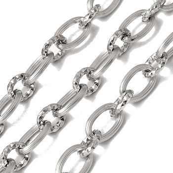 304 Stainless Steel Figaro Chains, Unwelded, with Spool, Stainless Steel Color, 13x8x1.8mm