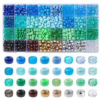 960Pcs 32 Style Transparent & Opaque Plastic Beads, Barrel, Mixed Color, 9x6mm, Hole: 3.5~3.8mm, about 30pcs/style
